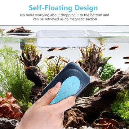 fishkeeper Aquarium Magnetic Glass Cleaner, Fish Tank Algae Cleaning Tool | Magnet with Algae Scraper for Glass Aquariums Tank, Floating Scrubber Brush, 2 Detachable Scrapers, Small - size: S for Glass Thickness：1/8"-1/4"