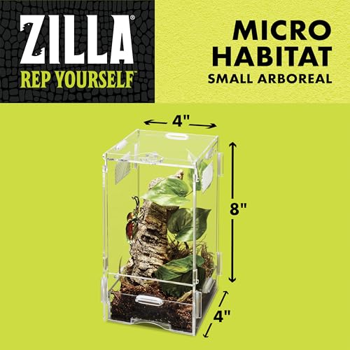 Zilla Micro Habitat Terrarium, Arboreal, with Locking Latch, for Isopods, Spiders, Insects, Small - size: Small, style: Arboreal