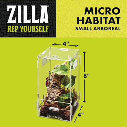 Zilla Micro Habitat Terrarium, Arboreal, with Locking Latch, for Isopods, Spiders, Insects, Small - size: Small, style: Arboreal