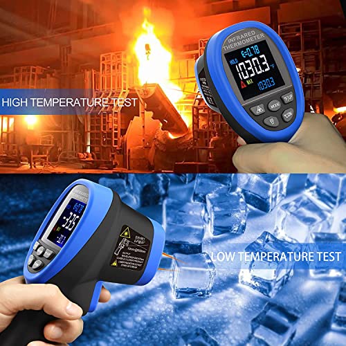 BT-1800C Pyrometer -58°F ~3272°F (-50~1800℃) IR Temp Gun, D:S 50:1 High Temperature Infrared Thermometer for Industrial HVAC Forge Furnace Metal Smelting (NOT for Human Temp) - color: BT-1800C Blue (-58°F ~3272°F)