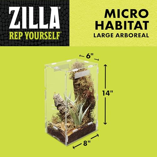 Zilla Micro Habitat Terrarium, Arboreal, with Locking Latch, for Isopods, Spiders, Insects, Large - size: Large, style: Arboreal