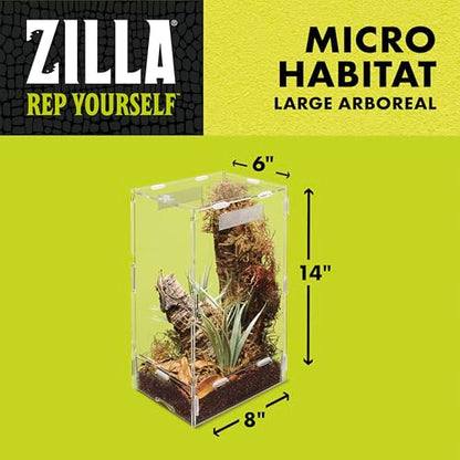 Zilla Micro Habitat Terrarium, Arboreal, with Locking Latch, for Isopods, Spiders, Insects, Large - size: Large, style: Arboreal