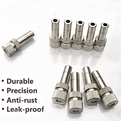 Misting Nozzles for Outdoor Cooling System 10pcs Mister Nozzle Atomizing Misting Sprayer Fog Nozzles for Garden, Humidification, Landscaping, Dust Control, 0.024Inch (Size : 0.6mm)