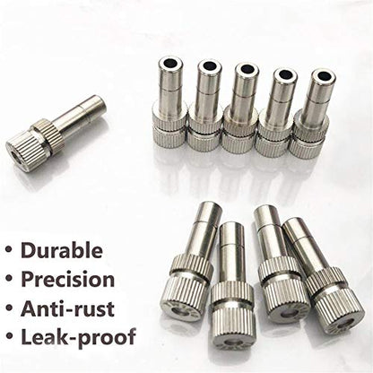 Misting Nozzles for Outdoor Cooling System 10pcs Mister Nozzle Atomizing Misting Sprayer Fog Nozzles for Garden, Humidification, Landscaping, Dust Control, 0.024Inch (Size : 0.6mm)