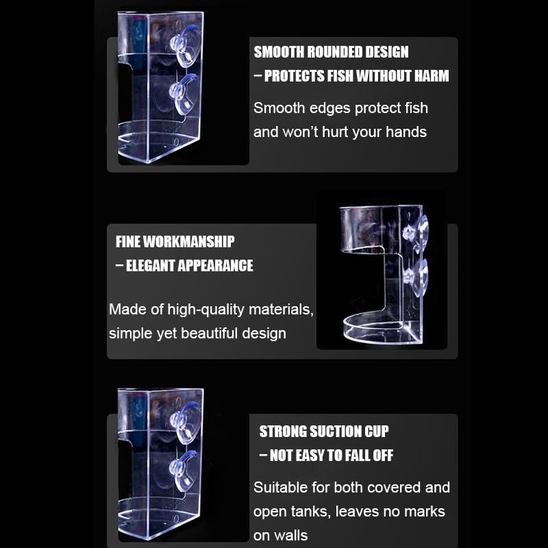 Floating Corner Feeder for Aquariums – 2-Pack 3.9″ × 2.8″ Clear Acrylic Feeding Station with Double Suction Cups, Keeps Flake & Pellet Food Contained for Fish, Koi & Turtles
