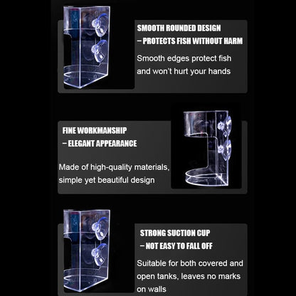 Floating Corner Feeder for Aquariums – 2-Pack 3.9″ × 2.8″ Clear Acrylic Feeding Station with Double Suction Cups, Keeps Flake & Pellet Food Contained for Fish, Koi & Turtles