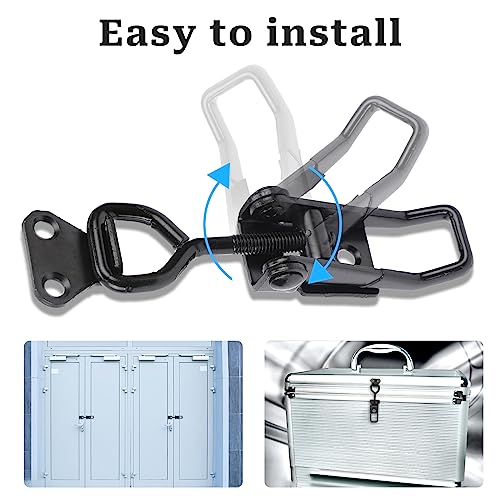 2 PCS Black Toggle Latch Clamp 300lbs Heavy Duty Adjustable Pull Latch - Quick Release Smoker Door Metal Clamps for Box, Gate, Cabinet, Case