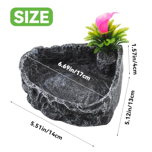 Reptile Water Dish Food Bowl,Corner Rock Terrarium Feeding Bowl Hermit Crab Water,Reptile Feeder Food and Water Dish,Tortoise, Lizard, Gecko, Chameleon, Bearded Dragon