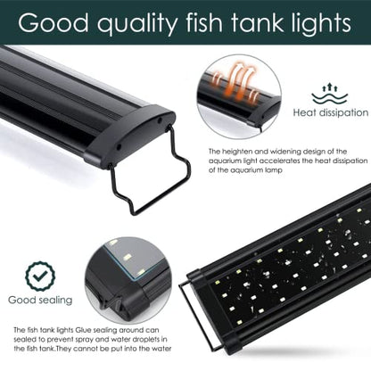 AQQA Aquarium Light,Full Spectrum LED Fish Tank Lights | 12"-54" Adjustable Multi-Color White Blue Red Green LEDs with Extendable Brackets,14W-31W for Freshwater Plants 23W (24"-32") - size: 23W (24"-32")
