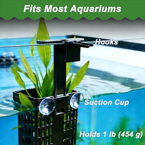 Adjustable Aquarium Plant Holder, Top Hanging Design Fish Tank Plant Holder | 2 Pack Upgraded Aquarium Plant Holders, Adjustable Width Height, Fits Tank Edges up to 2.3 in, for Aquaponics Aquascaping