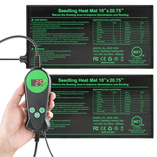 Seedling Heat Mat with Thermostat Pack of 2, Dual Certified by MET and UL Plant Heating Mat Pad Equipped with A Temperature Probe, It Automatically Maintains A Constant Temperature - size: Pack of 2