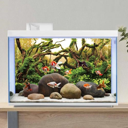 24x16 in Branches Aquarium Backdrop Aquatic Plant Fish Tank Background | AWERT Moss Driftwood River Bed & Lake Aquarium Background Vinyl - size: 24x16in/60x40cm