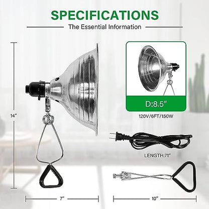 Simple Deluxe HIWKLTCLAMPLIGHTMX2 2-Pack Clamp Lamp Light with 8.5 Inch Aluminum Reflector Up to 150 Watt E26 Socket (No Bulb Included) 6 Feet 18/2 SPT-2 Cord, Silver - size: 8.5 Inch (150 Watts), style: 2-Pack