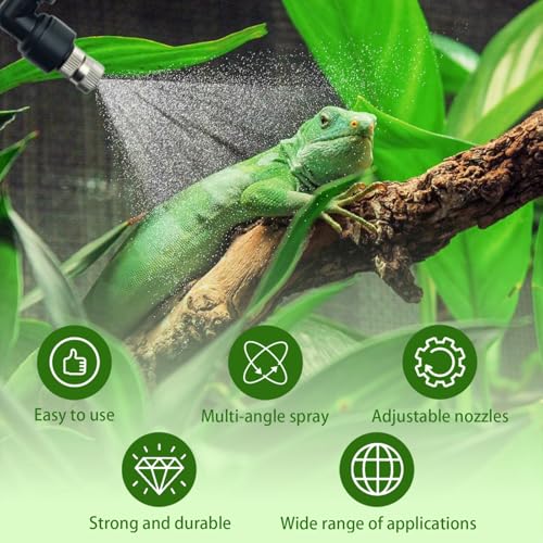 Reptile Terrariums Misting Accessories kit, 2PCS Adjustable Reptile Mister Nozzles, with 16ft 1/4 inch Tube, Black - size: 2PCS Single Nozzles