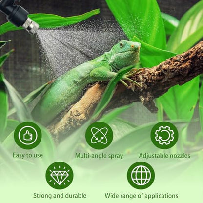 Reptile Terrariums Misting Accessories kit, 2PCS Adjustable Reptile Mister Nozzles, with 16ft 1/4 inch Tube, Black - size: 2PCS Single Nozzles