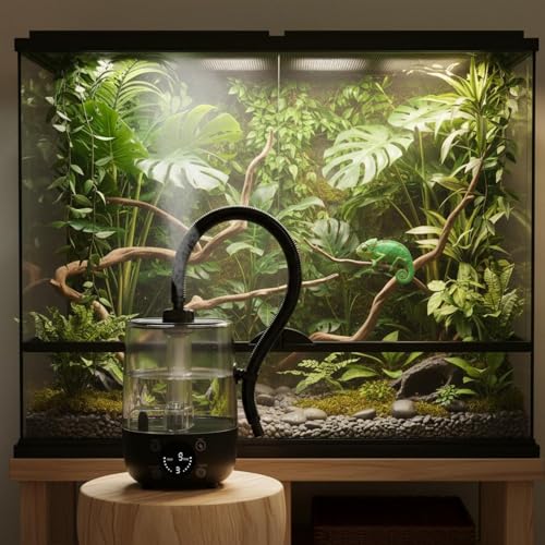 Reptile Humidifier Quiet Reptile Digital Control Panel Terrarium Humidifier, White - color: White