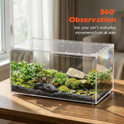AZV Escape Proof Tarantula Enclosure,Polycarbonate Hermit Crabs Tank Small | Reptile Cage with Magnetic Lid,Ventilated Spider Terrarium,360° Clear View,Easy Clean Isopod Habitat for Gecko,Frogs,Insects - size: Small(7.87*5.90*3.93inch)
