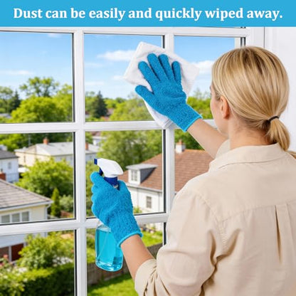 Abeillo Microfiber Gloves for Plants Dusting Cleaning, Reusable Washable Cleaning Gloves Mittens House Cars Blinds Dusting - color: Navy Blue