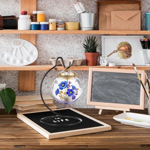 20 Pcs Ornament Display Stand Small 6 Inch, Ornament Hanger, Air Plant Holder Terrariums Hanging Stand Crystal Ball Hanging Hook for Christmas Wedding Home Office Decoration(Black)