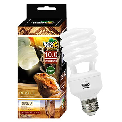 LUCKY HERP Desert UVA UVB Reptile Light Bulb 10.0 26W Compact Fluorescent Lamp - style: UVB10.0 26W