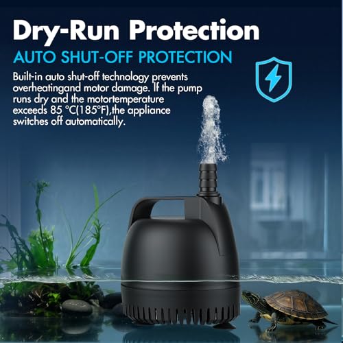 hygger 660GPH Submersible Pump Aquarium, Fish Tank Water Pump Adjustable Flow with 2 Nozzles, 8.2 ft High Lift Quiet Fountain Pump for Aquarium, Pond, Hydroponics, Water Garden - size: M