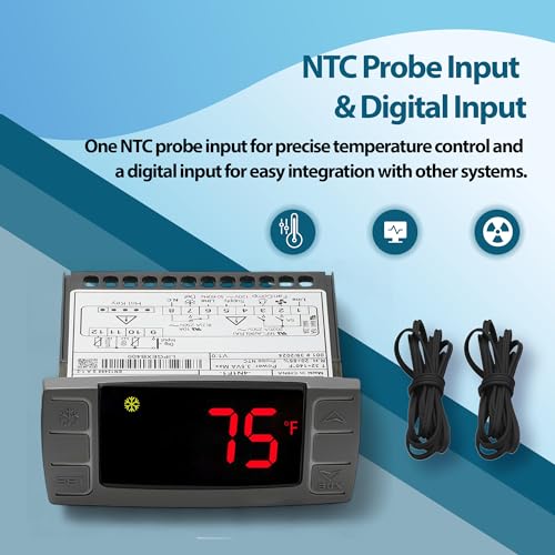 XR02CX-4N1F1 Temperature Controller Compatible with Dixell, 120V | 120V 50/60Hz, compatible with Dixell XR02CX-4N1F1, NTC probe, for refrigeration and heating equipment - style: XR02CX-4N1F1