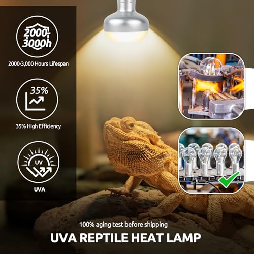 REPTI ZOO 150W Reptile Heat Lamp Bulb Combo – Day & Night Basking Light Set, 2 Pack Frosted UVA Spot Bulb + Infrared Heat Lamp, No-Disturb Nighttime Warmth for Bearded Dragon, Tortoise, Snake, Lizard