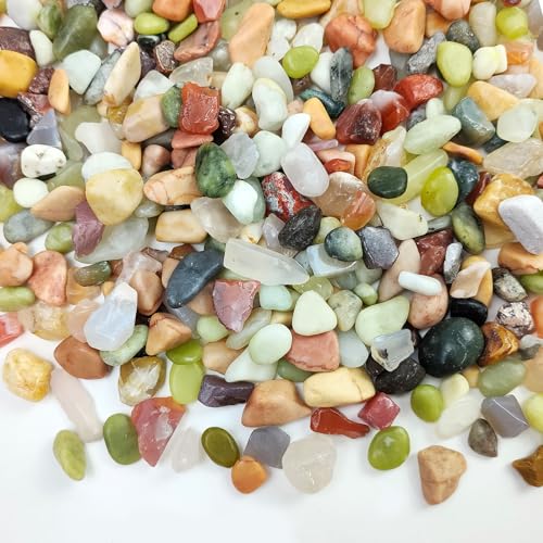 FANTIAN 2 Pounds Pebbles for Plants, 3/8 Inch Succulent Rocks, Decorative Polished River Rocks for Plants Indoor, Vases, Cactus Planters, Bird Bath, Craft and Fairy Garden - size: 2 pounds, style: Colorful