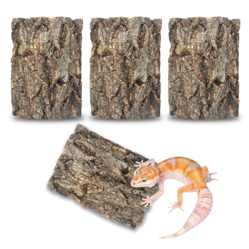 4 Pcs Natural Cork Bark, Reptile Cork Bark 5.9x7.9 Inches, Cork Bark Climbing Mat for Reptiles Turtle Dragon Lizard Geckos Bearded Geckos Frogs, Terrarium Background Habitat Decor - color: 5.9x7.9 Inches-4pcs