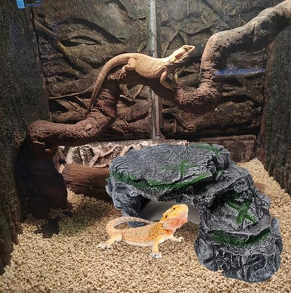 kathson Turtle Basking Platform,Resin Bearded Dragon Basking Platform Reptile Habitat Cave Climbing Ramp Turtle Tank Decoration for Leopard,Geckos,Lizards,Turtles,Snakes,Frogs,Newts - style: hideout