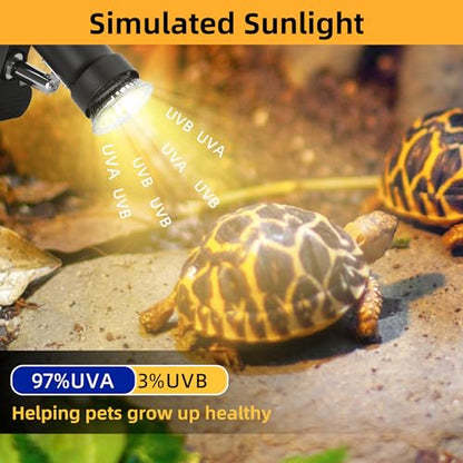 Reptile Heat Lamp with 360° Rotatable Clamp Basking Spot Light with 50W UVA UVB Heat Bulb Simulated Sunlight Heating Lamp for Turtles Lizards Snakes Amphibian Terrariums Tanks - size: Reptile Heat Lamp (Standard)