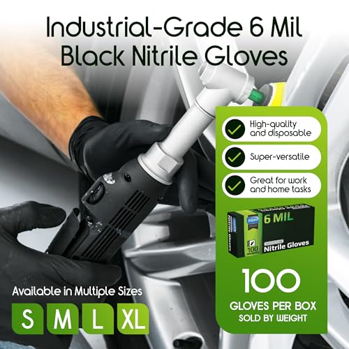 Inspire Black Nitrile Gloves HEAVY DUTY 6 Mil Nitrile Chemical Resistant Medical Cooking Cleaning Disposable Black Gloves - size: Small, style: Black 6mil Box of 100