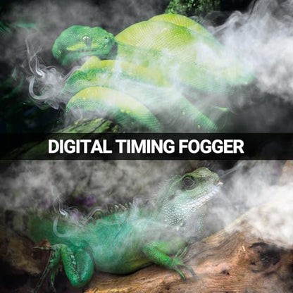 REPTI ZOO 4L Reptile Fogger Mister, Reptile Humidifier with Integrated Water Tank Design for Reduced Leaking, Ultra Quiet Terrariums Digital Tank Timing Humidifier, Intermittent Humidification Fogger
