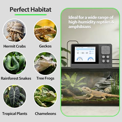 J&A Reptile Mister, Automatic Misting System for Terrarium with Adjustable Spray Nozzles, Black