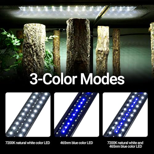 WACOOL TERRA Dimming LED UVB Reptile Light, 24“ LED Reptile Light Bar with Brightness Adjustment & 3 Light Modes, UVB 5.0