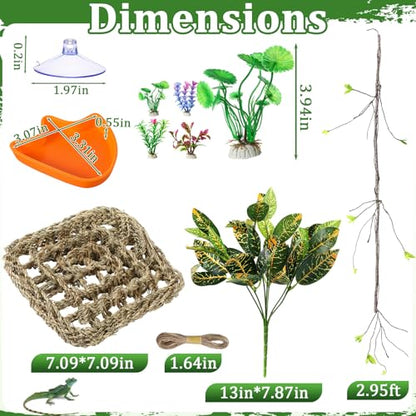 Foilswirl Bearded Dragon Tank Accessories Resin Reptile Castle Hammock Plants Climber Vines Jungle Terrarium Branch Plants Habitat Decoration for Hiding Climbing Snake Gecko Lizard Chameleon - style: Resin Reptile Castle