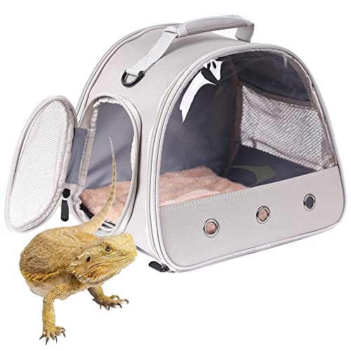 Bearded Dragon Carrier,Lizards Carrier, Small Animal Travel Carrier for Hedgehog Rat Parrot Bird Guinea Pig, Portable Guinea Pig Travel Carrier for 2(Grey) - color: Grey