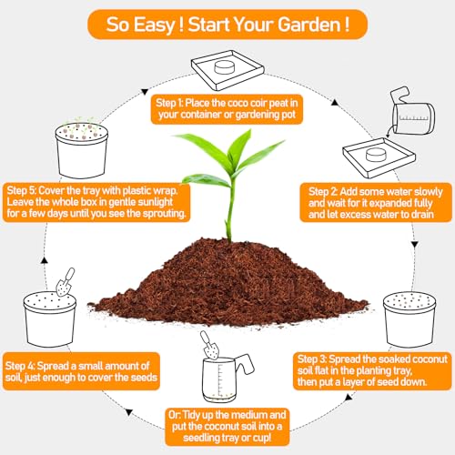 50 Pcs 30mm Coco Coir Pellets Seed Starter Soil Mix- Organic Coconut Coir Potting Soil Pods for Seedling, Coco Peat Soil Discs for Indoor & Outdoor Plants Bonsai Herbs Vegetables and Flowers - size: 30mm
