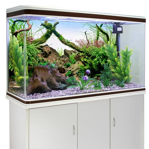 YongFoto Fish Tank Background 24x16 inch Aquarium Background River Bed Waterweeds Moss Lake Aquatic Plant Undersea Tree Branch Backdrop Reptile Habitat Terrarium Background - color: Green-5, size: 24x16in/60x40cm