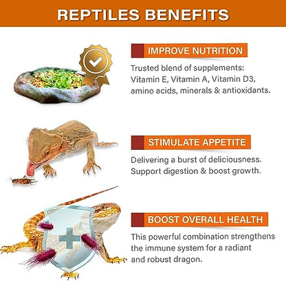 Gargeer 2oz Bearded Dragon Salad Topper. Enhanced Appetite, Made in USA | Enhances dragon salads & veggies! Rich in calcium, D3, amino acids & vitamins for robust digestion & vibrant health - size: 2 Ounce (Pack of 1)
