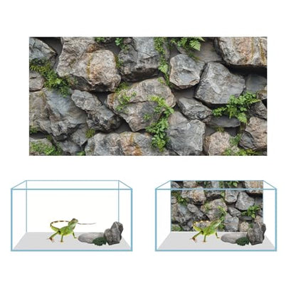 3 PCS Terrarium Background, 30x18 inch Polyester Reptile Backgrounds | Cloth Terrarium Background, Tropical Green Tree Fern & Gobi Desert Sunshine Cactus Rock Terrarium Background - size: 30x18 Inch