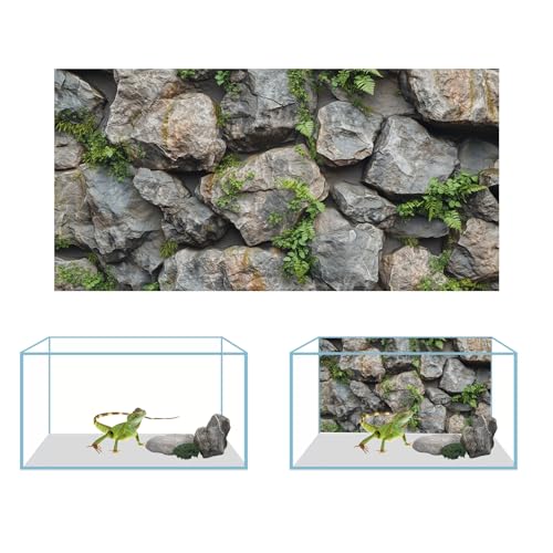3 PCS Terrarium Background, 48x24 inch Polyester Reptile Backgrounds | Cloth Terrarium Background, Tropical Green Tree Fern & Gobi Desert Sunshine Cactus Rock Terrarium Background - size: 48x24 Inch