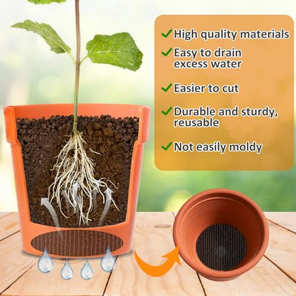 6Pcs 6.3inch Pot Mesh Drainage Discs Double Layer Plant Pot Hole Insert Pads Cutable Bonsai Pot Bottom Grid Mat Mesh Reusable for Indoor Outdoor Potted Plant Prevent Soil Loss Keep Roots Healthy - size: 6.3inch-6Pcs