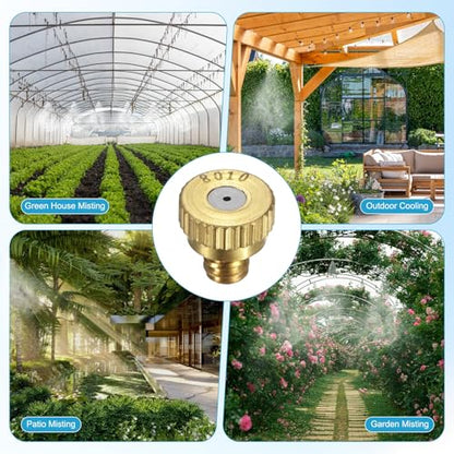M METERXITY 10-Pack Brass Misting Nozzles, 0.031inch/0.8mm Orifice Heavy Duty 10/24 UNC Screw Thread Misting Nozzle Plug for Outdoor Spray Cooling System/Patio Mist System/Dust Control - size: 0.031inch/0.8mm