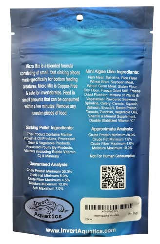 Micro Mix - Sinking Blended Diet for Snails, Shrimp & Bottom Feeding Fish (3 oz (85g)) - size: 3 Ounce (Pack of 1)