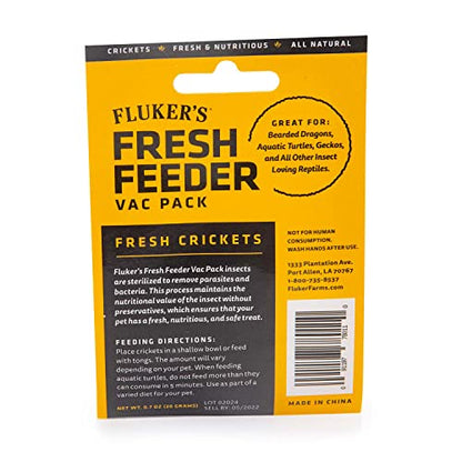 Fluker's Fresh Feeder Vac Pack Crickets, All Natural and Preservative Free, Great for Insect Eating Reptiles, Birds, or Small Animals, 0.7 oz - size: 0.7 Ounce (Pack of 1)