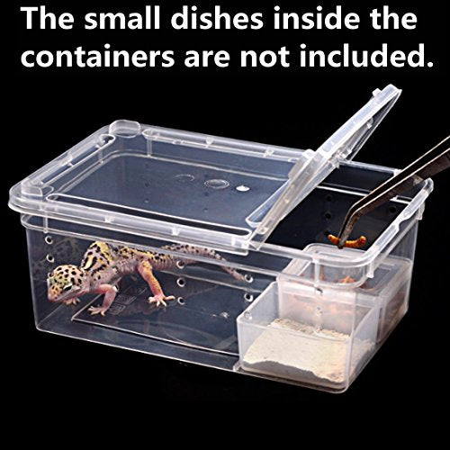 Breeding Box 5pcs, Petforu Worm Dish Reptile Feeding Box Food Container Small Size (Transparent White S)