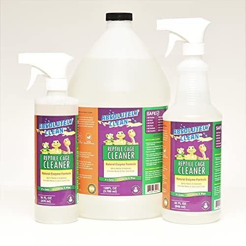Absolutely Clean Amazing Reptile & Amphibian Terrarium Cleaner and Deodorizer - Just Spray/Wipe - Safely & Easily Removes Reptile & Amphibian Messes - USA Made (32oz Spray Bottle - Save 25%) - size: 32 Fl Oz (Pack of 1)