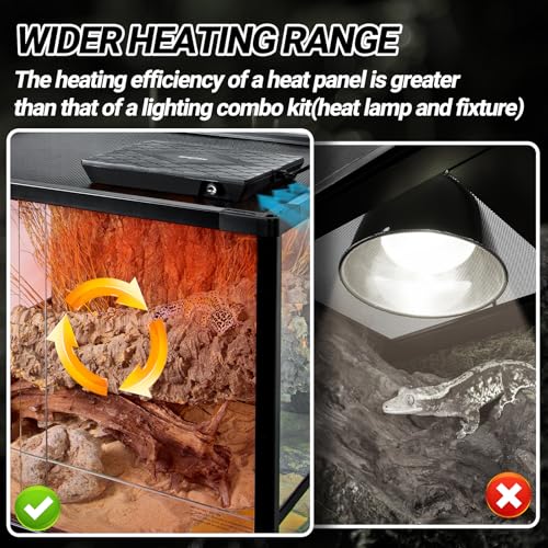 REPTI ZOO Reptile Heat Panel Adjustable Temperature Reptile Heating Plate, Non-Light Heating Solution with Expanded Heating Range for Hermit Crabs/Leopard Geckos/Turtles/Snakes/Lizards - size: 6" X 9"