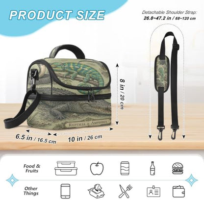 Emelivor Snake Turtle Insulated Lunch Bag Container Tote for School | 8L Double Deck,Large Lunch Box with Shoulder Strap,Thermal Meal Prep Cooler,Suitable for School Work Picnic Office Travel